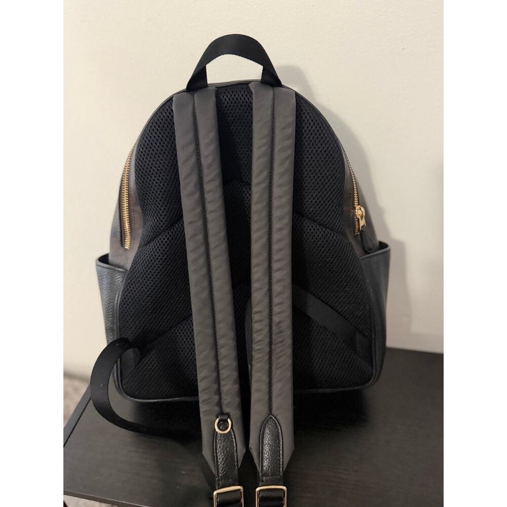Coach Brown Black Signature Backpack Black Leather Trim Gold Hardware - Picture 3 of 5